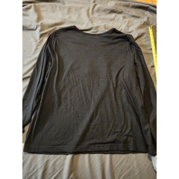 Rebecca Malone Top Women's 2XL Black Christmas Cardinal Cotton Shirt Pullover NW - Picture 5 of 7